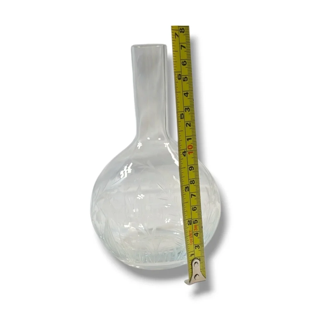 Krosno Crystal‎ Etched Vase Beautifully Etched With Different Leaves Poland